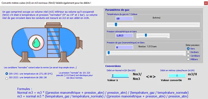 normaux metres cubes et normaux metre cubes heure